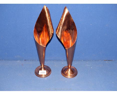 A pair of 14'' tall Rhodesian copper flute vases.