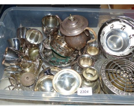 A large quantity of EPNS items including; goblets, rose bowl, coasters, teapot, ice bucket, etc.
