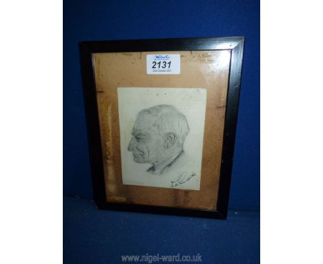 An artist signed pencil portrait of Charlie Watts, drummer of the Rolling Stones