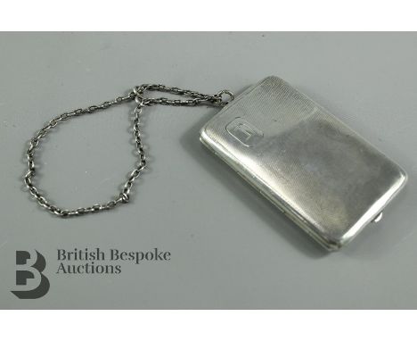 Lady's silver chatelaine compact, gilt-finished interior, Birmingham hallmark, dated 1915, mm DF.