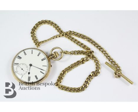 John Durden London 18ct open faced, self wind pocket watch, having a white enamel face with Roman dial, movement and case nr 