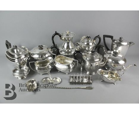 A quantity of good quality silver plate, including three coffee pots, three teapots, twin-handled sugar bowl, creamer, milk j