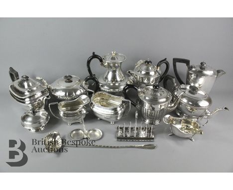 A quantity of good quality silver plate, including three coffee pots, three teapots, twin-handled sugar bowl, creamer, milk j