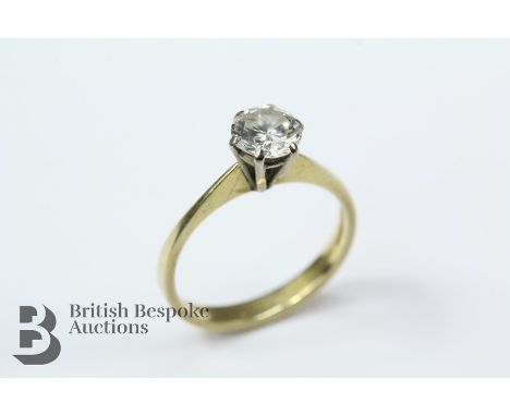 Lady's 18ct yellow gold solitaire diamond ring, Birmingham hallmark, mm DOM, colour GH, clarity VVS2, size O, approx 3.71 gms