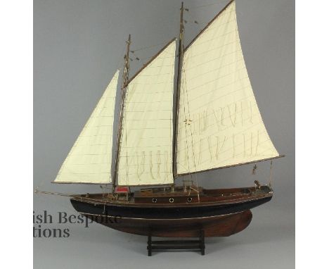 A large Friendship AS104F French finish model sailboat by Authentic Models, with assembly instruction sheet and small bag of 
