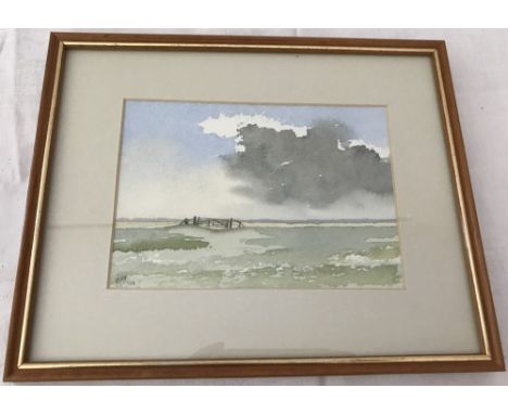 Brian H. Farrington - small watercolour of Suffolk landscape with gate. Framed & glazed. Signed lower left. 12 x 17 cm.
