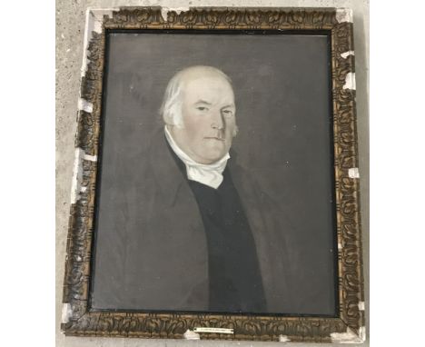 A framed and glazed watercolour portrait of Christopher James of Mellin Griffith 1752- 1837. Frame needs attention. Pictures 
