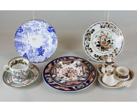 Victorian and later china tableware including six Royal Crown Derby Mikado pattern side plates, Imari pattern plates, a Worce