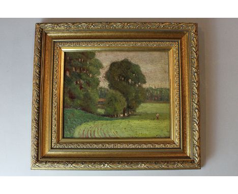 J F Darley (1847-1932) landscape with trees, oil on panel, reverse with stamp, JF Darley Studio Collection from the estate of