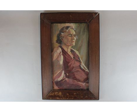 20th century English School half portrait of a lady, oil, 43cm by 23cm