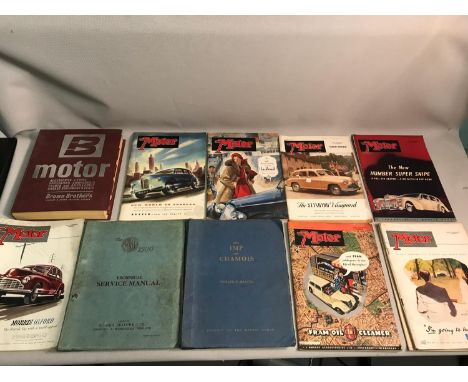 A Lot of vintage car magazines The Motor dated 1948, Brown Brothers Motor book, The SM 1500 Service manual &amp; The Imp &amp