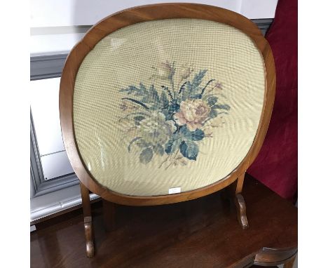 Vintage 1930's, 40's fold down side table, designed with a tapestry top, Measures 55cm in height &amp; 58cm in diameter