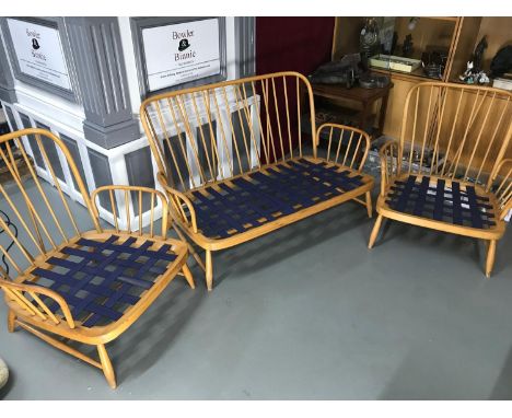 A Vintage Blonde ercol 3 piece suite frame, Comes with original cushions (cushions need reupholstered) 