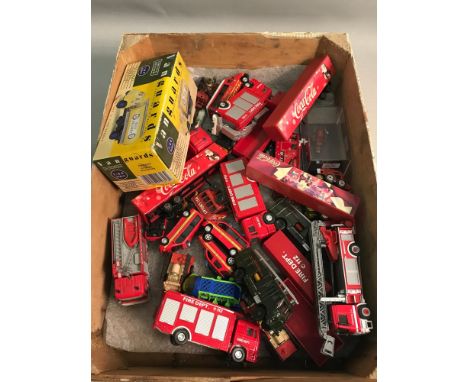 A Box of loose car models and boxed Van guards model. 