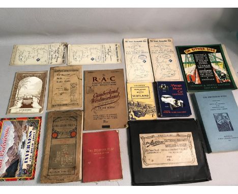 A Lot of vintage motor car maps and guides, Includes 4 The Royal Automobile club route cards. 