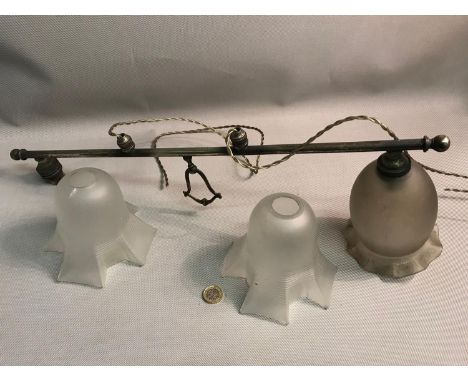 Art Deco ceiling light with one shade together with two Art Deco style shades 