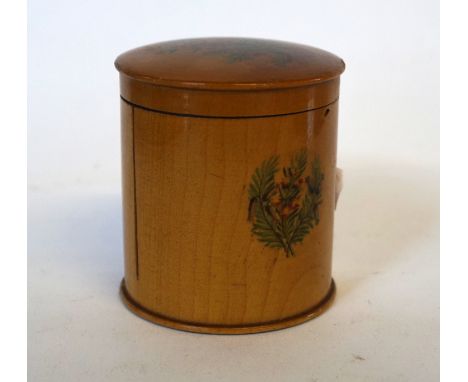 An early 20th Century Treen trinket box decorated with floral patterns.