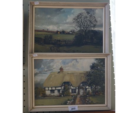 J Dennison (20th Century) three oils on board depicting rural scenes.

NB: The artist reportedly was a painter at Royal Doult
