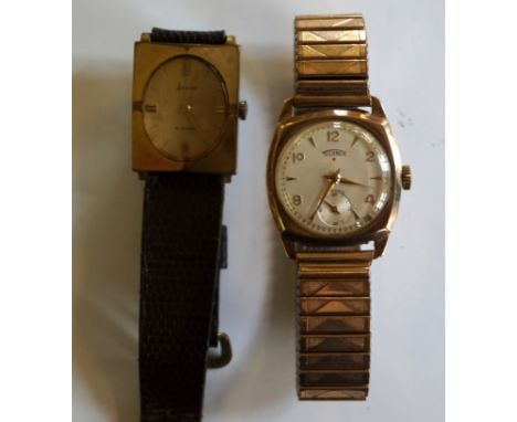 A 9ct gold manual wind Technos fifteen jewel wristwatch together with a Accurist wristwatch.