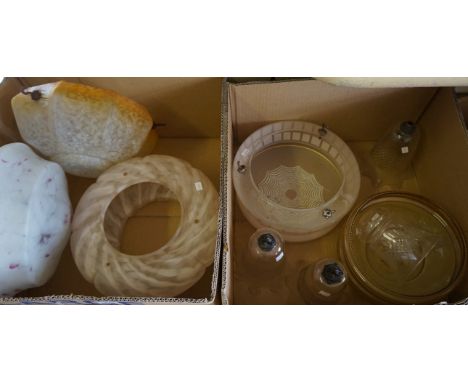 A mixed lot of assorted 19th Century and later glass light shades to include Art Deco examples. 