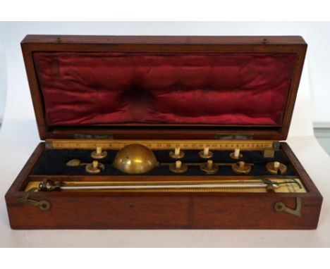 A cased Sykes hydrometer complete with weights etc.