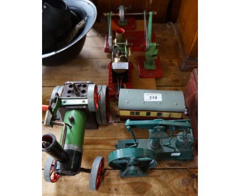 A mixed lot of assorted items to include a Mamod steam traction engine, together with a Mamod steam engine, Hornby style tinp