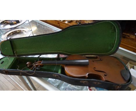 A vintage violin and case.