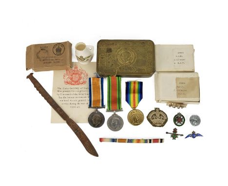 Local Military interest- WW1 medals awarded to 88433.2.A.M FJ Cooper RAF. Victory and British War medals in boxes; WW2 Defenc