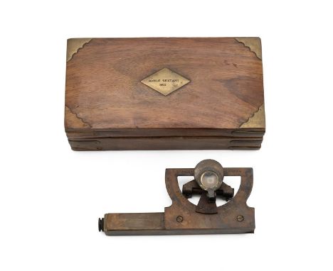 Brass Clinometer by Stanley in an associated brass bound mahogany box with a plaque inscribed Angle Sextant 1902.