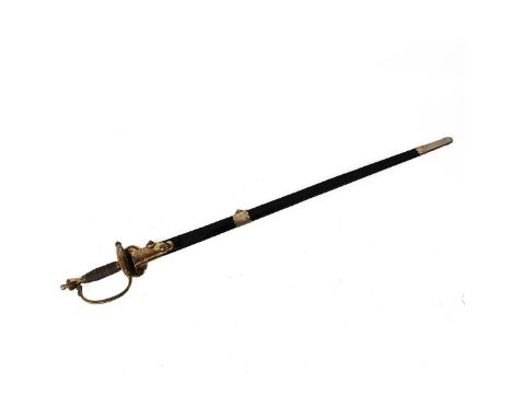 Late 18th-century military dress sword, the brass scabbard engraved "T Gill, gun and sword, manufactured 83 St James Street, 