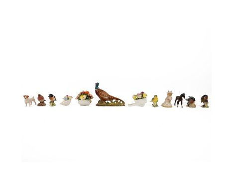 Beswick - a large Pheasant - model 1226; together with five other bird figurines, a small horse and Jack Russell; together wi