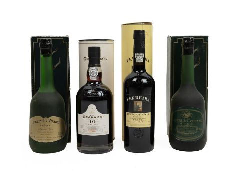 Lheraud Guy Cognac: Liqueur de Framboise 70cl 22% alc/vol low neck, capsule almost complete, label good, card box torn; and C