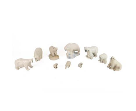 Collection of ceramic polar bears by Beswick, Branksome (x 3), Withernsea, Melba Ware, Highbank (x 2) and Leonardo Collection