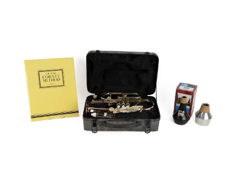 'Gear for Music' Cornet, Mutes x2 and book. Together in hard shell case.