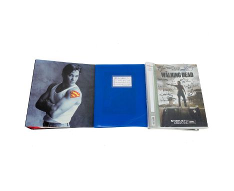 3 Folders Totalling 68 Signed Photographed to include Walking Dead, Bond Girls, Hammer Horoor, Dads Army etc