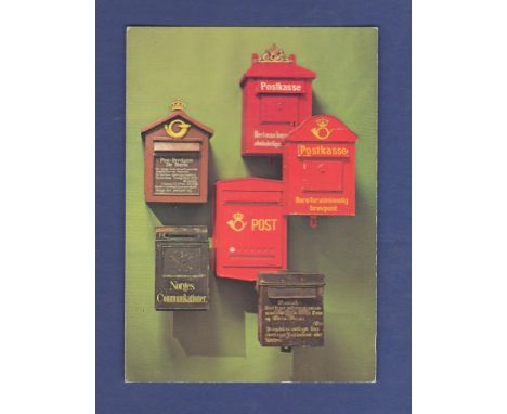 Norwegian Post Boxes - 1978  Postcard Norwegian Historical Post Boxes, used UN to UK, UN Disarmament Session Slogan.