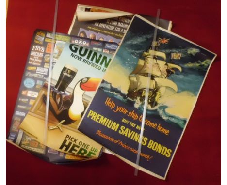 Vintage Posters x 7 - Includes Three Thai movie posters, Guinness poster, Vintage Enamel sign Advert posters x2 and a Scottis