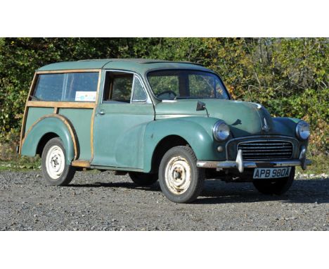 1963 Morris Minor Traveller. Registration number: APB 980A. Petrol. Mileage 43,364. The Morris Minor was introduced 1948, ove