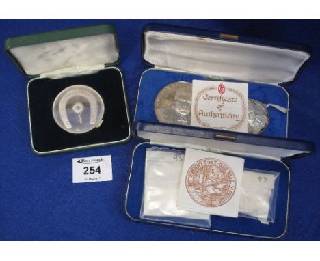 Cased set of Winston Spencer Churchill Centenary  silver coins, another set of Churchill silver coins and Grand National silv