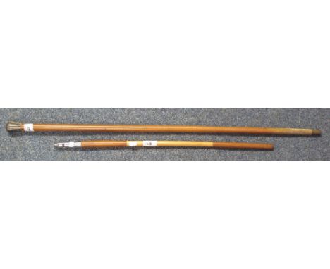 Acme City Polo referee's whistle stick, together with silver topped cane. (2)(B.P. 24% incl. VAT)