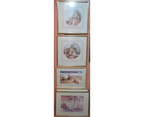 After Sir William Russell Flint, pair of female portrait studies in good quality gilt frames and mounts, together with anothe