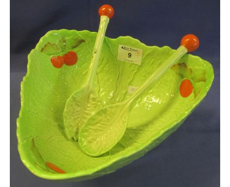 Carltonware china leaf shaped salad bowl together with two matching salad servers, printed marks.(B.P. 24% incl. VAT)   CONDI
