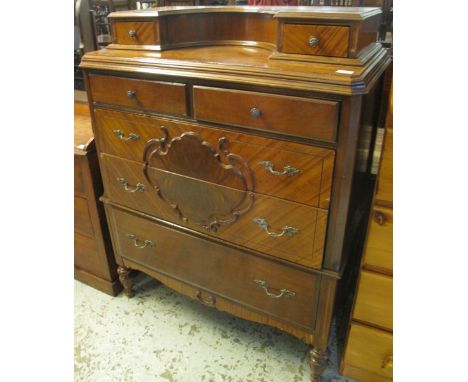 Early 20th Century French style mahogany straight front chest of two short and three long drawers, on ring turned legs.(B.P. 
