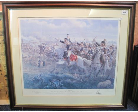 After Mark Churms, 'La Charge', Baron de Donop's Brigade at the Battle of Waterloo, 1815, limited edition coloured print, no.