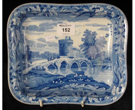 Spode blue and white rectangular dish depicting animals in a landscape, impressed marks to base, numbered 23.(B.P. 24% incl. 