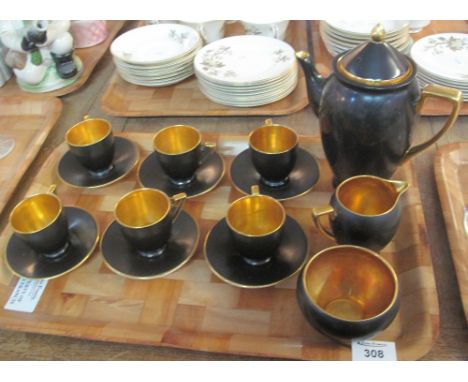 15 piece Carltonware coffee set on a black and gilt ground.(B.P. 24% incl. VAT)