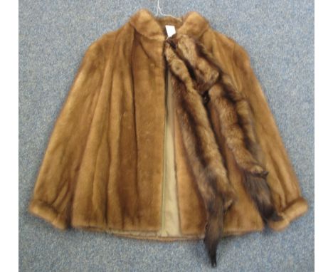 Vintage mink fur jacket by Regency Cardiff/Newport, together with mink fur stole. Jacket also has a Saga Selected mink label.