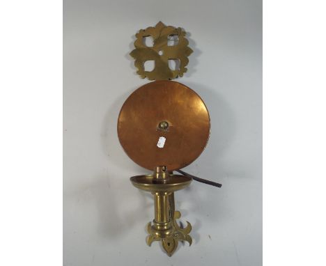 A Brass Wall Mounting Light Fitting with Copper Reflector.
