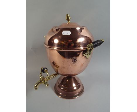 A Copper Samovar with Brass Tap Finial and Handles. 