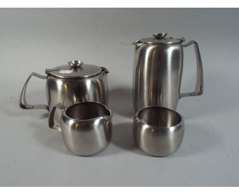 An Old Hall Stainless Steel Tea Service.